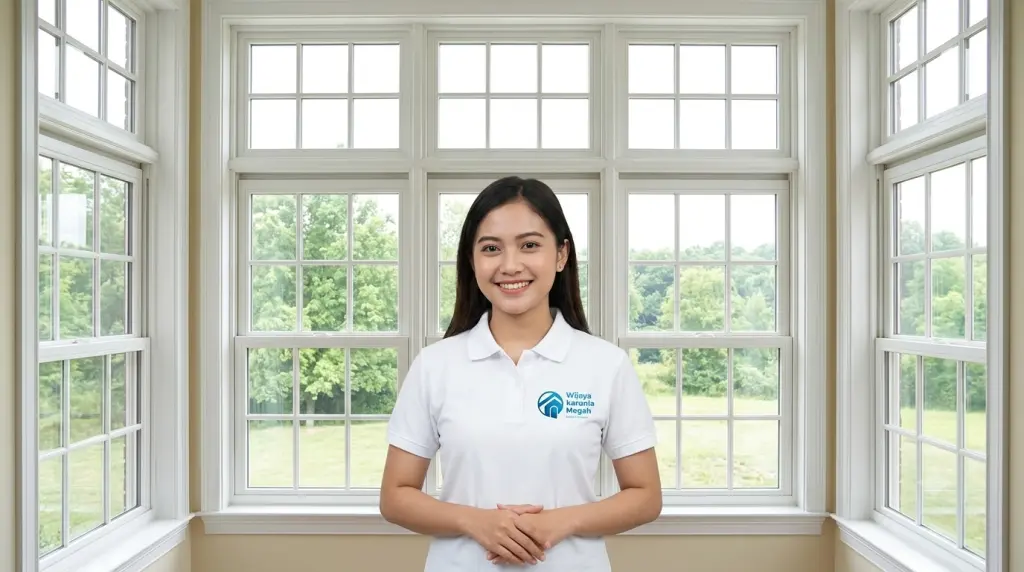 membersihkan jendela UPVC